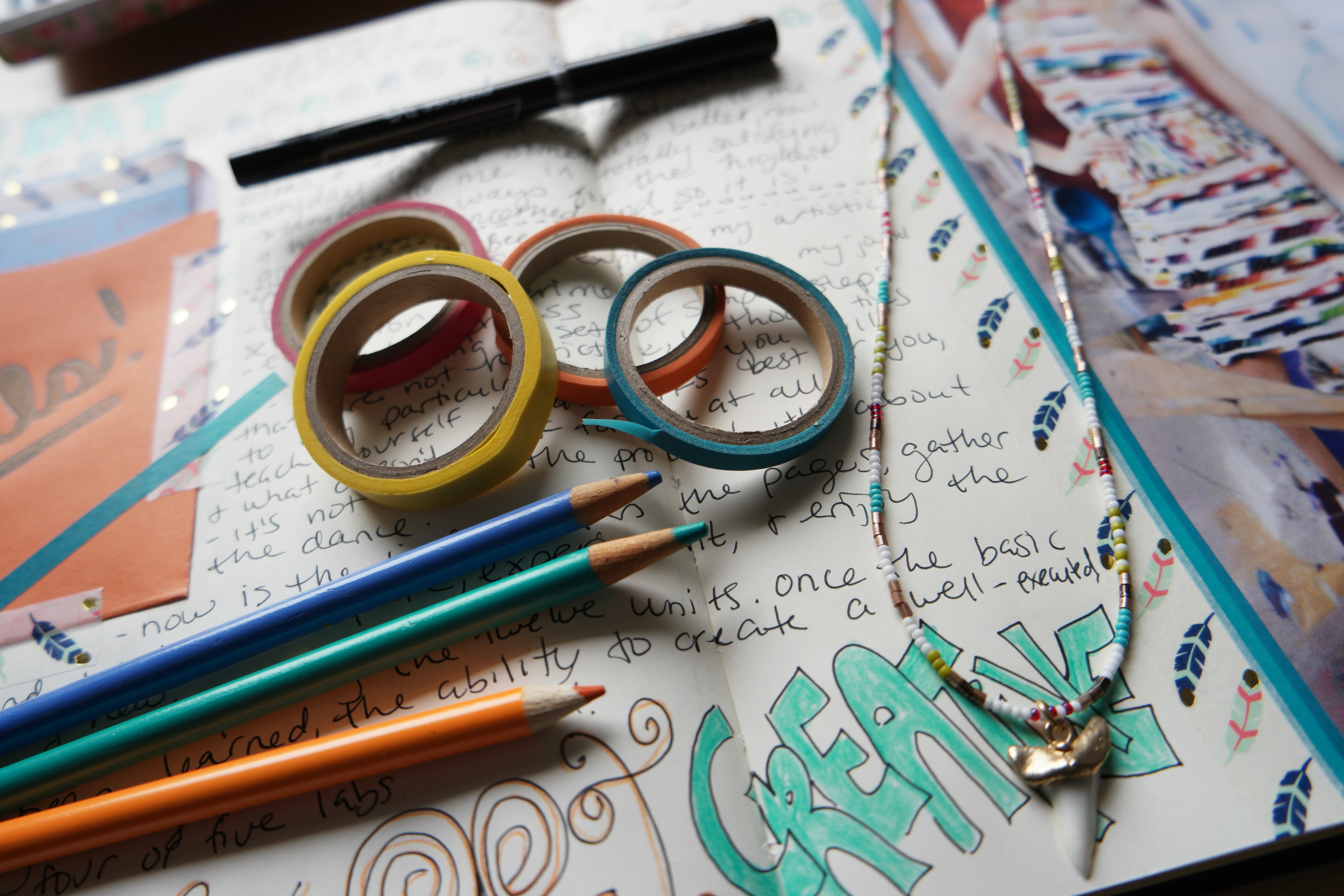 Art journaling in my creative notebook. Trendovy Jewelry. Sharktooth necklace