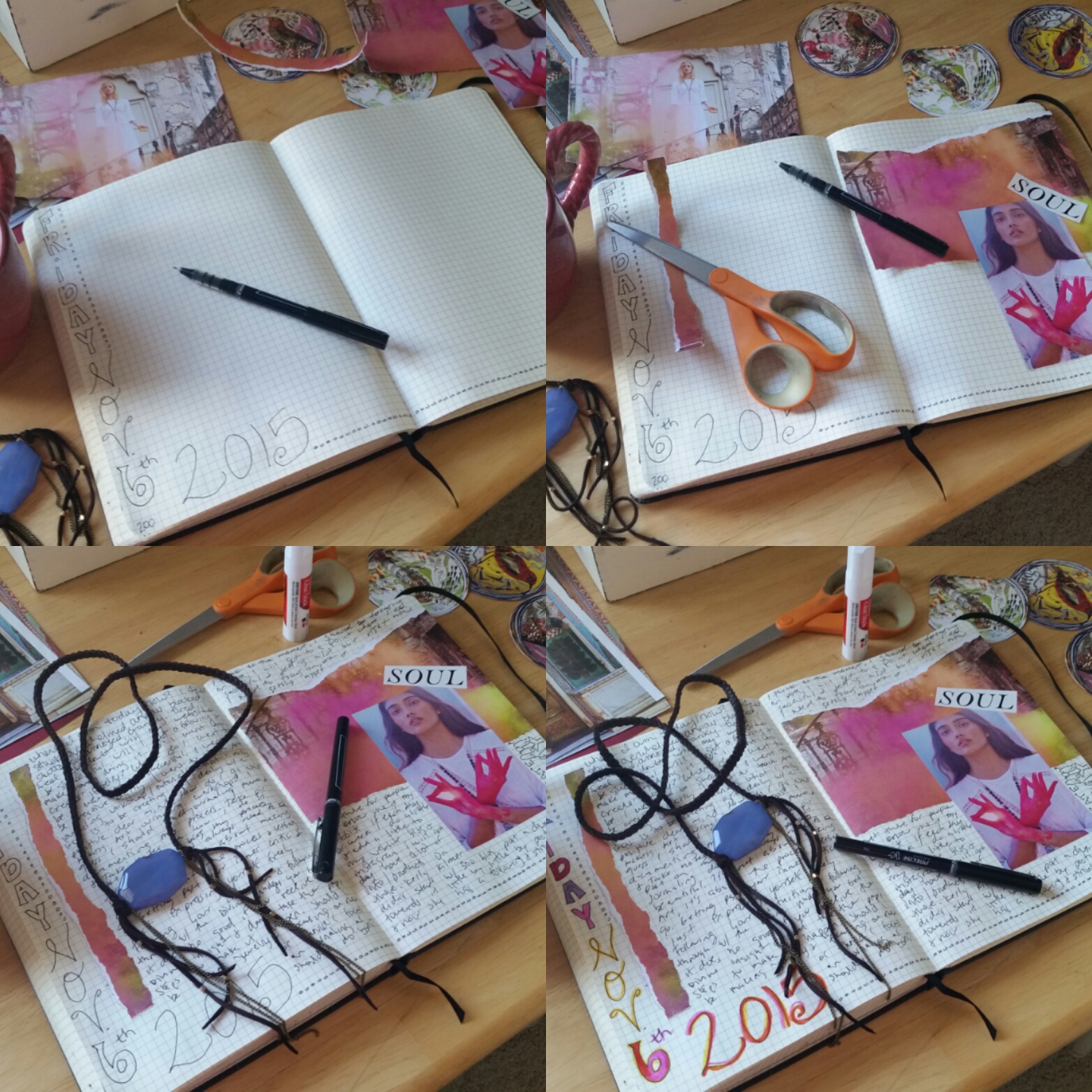 Art journaling in my creative notebook. Visual notebook. Creative sketchbook. Creative journaling. Creative notebook. Ephemera. Magazine clippings. Daily planner. Creative Planner. Inner Critic. Journaling prompts.